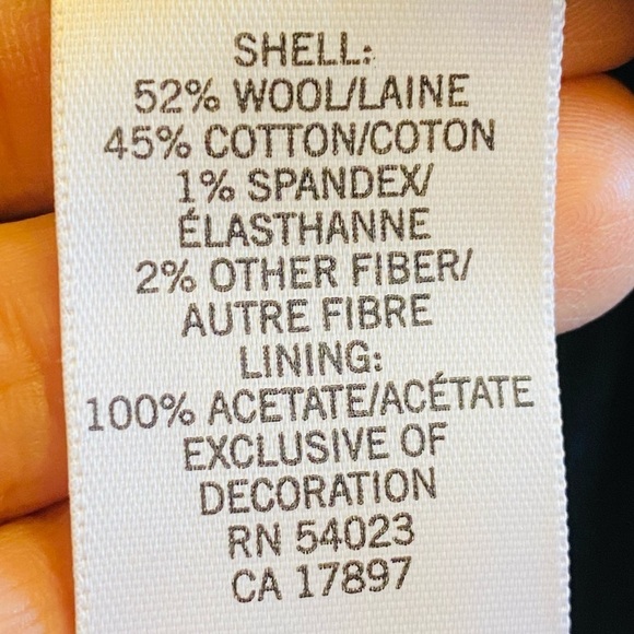 Banana Republic Plaid Black Pea Coat Wool Blend Size XS Preppy Academia Business - Picture 12 of 13